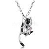 Stainless Steel Rhinestone Cow Cat Urn Ashes Pendant Necklace for Women PW-WG86E74-10-1