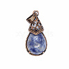 Retro Hollow Natural Blue Spot Jasper Pendants PW-WGBA09F-19-1