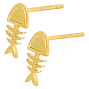 304 Stainless Steel Ocean Fishbone Stud Earrings DU5049-2-2