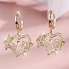 Heart Brass Micro Pave Clear Cubic Zirconia Hoop Earrings FS-WGD5D87-23-1