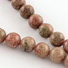 Natural Unakite Gemstone Round Bead Strands G-R289-6mm-1