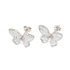 Brass Micro Pave Cubic Zirconia Stud Earring Findings CU-CBAA5EE-03P-A-1