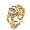 Brass Micro Pave Clear Cubic Zirconia Open Cuff Rings for Women RJEW-K289-02G-Q-4