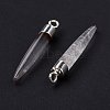 Natural Quartz Crystal Brass Pointed Pendants G-B025-02P-04-4