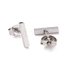 Tarnish Resistant Cuboid 304 Stainless Steel Stud Crawler Earrings EJEW-O052-45P-1