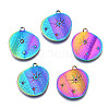 Rack Plating Rainbow Color 304 Stainless Steel Pendants Rhinestone Settings STAS-S119-121-1