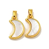 Rack Plating Brass Natural White Shell Pendants KK-U025-06G-01-1