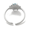 304 Stainless Steel Synthetic Turquoise Cuff Rings G-Z056-01P-04-3