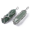 Natural Green Aventurine Big Wire Wrapped Pointed Pendants G-T133-P02D-2