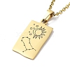 Rectangle with Twelve Constellations Pendant Necklaces NJEW-D069-01G-03-2