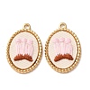 304 Stainless Steel & Cloth Embroidered Pendants FB-CBAFBAF-09G-02-1