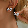 Elegant Stainless Steel Bowknot Stud Earrings NL6502-1