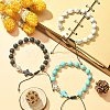 3Pcs 3 Style Gemstone Round & Cross Braided Bead Bracelets BJEW-TA00321-2