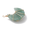 Natural Green Aventurine Copper Wire Wrapped Pendants PALLOY-JF02685-03-4