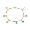 Colorful Glass Triangle Charm Bracelet BJEW-JB09160-1