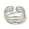 304 Stainless Steel Triple Lines Open Cuff Ring RJEW-C067-07P-2