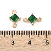 Brass Pave Glass Rhombus Links Connector Charms GLAA-Q088-001F-3