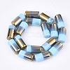 Half Electroplate Opaque Glass Beads Strands EGLA-S177-02-2