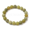 Frosted Natural TaiWan Jade Round Beaded Stretch Bracelets for Women Men BJEW-JB11478-03-1