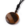 Natural Tiger Eye Triskele/Triskelion Pendant Necklace with Nylon Cord for Women NJEW-E091-01C-4