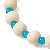 Synthetic Turquoise & Wood & Glass Beaded Stretch Bracelets for Women BJEW-JB11124-02-4