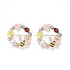 Flat Round with Butterfly Bee Flower Enamel Pin with Rhinestone JEWB-N007-070-1