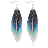 Glass Seed Beads Tassel Dangle Earrings QW8012-5
