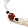 Round Natural Carnelian & Quartz Crystal Chip Beaded Bracelets BJEW-M315-04G-2