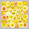 50Pcs Cartoon Sun-themed PVC Self-Adhesive Stickers PW-WG89750-01-2