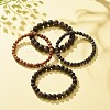 4Pcs 4 Size Natural Agate Round Beaded Stretch Bracelets Set BJEW-JB08196-2