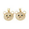 Brass Micro Pave Clear Cubic Zirconia Pendants KK-B083-40C-G-1