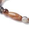 Natural Banded Agate Oval Beaded Stretch Bracelets BJEW-JB09913-4