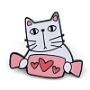 Cartoon Cat with Heart Zinc Alloy Enamel Pin Brooch JEWB-C034-06A-EB-1