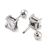 Square 316 Surgical Stainless Steel Pave Cubic Zirconia Cartilage Earrings for Women Men EJEW-Z050-34B-01P-2