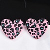 Heart Acrylic Printed Stud Earrings for Women EJEW-G418-01C-1