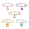 Alloy Enamel Flower Charm Bracelets BJEW-JB09046-1