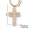 Brass Crystal Rhinestone Shiny Cross Pendant Box Chain Necklaces XO0635-1-1