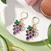 Grape Alloy Enamel Leverback Earrings EJEW-JE06187-2