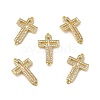 Brass Micro Pave Clear Cubic Zirconia Connector Charms KK-E068-VB326-1