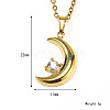 Retro Titanium Steel Clear Cubic Zirconia Moon Pendant Cable Chain Necklaces for Women MU9051-1-1