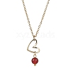 Natural Mixed Gemstone & Heart Pendant Necklaces with Golden Brass Cable Chains NJEW-JN04618-3