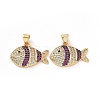 Brass Micro Pave Clear Cubic Zirconia Pendants ZIRC-F135-02G-03-2