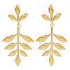 304 Stainless Steel Leaf Theme Stud Earrings For Women EJEW-B110-03G-03-1