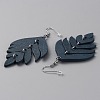Wood Leaf Dangle Earrings EJEW-WH0010-25P-03-2