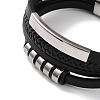 Men's Braided Black PU Leather Cord Multi-Strand Bracelets BJEW-K243-08P-2