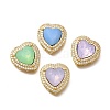 Heart Brass Glass Beads KK-Q043-27G-1