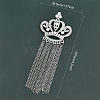 CHGCRAFT 4Pcs Crystal Rhinestone Crown with Chain Tassel Lapel Pin JEWB-CA0001-32P-2