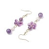 Natural Amethyst Butterfly Dangle Earrings EJEW-JE06317-03-4