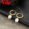 Fashionable Stainless Steel Imitation Pearl Hoop Earrings for Women's Party Outfits RP6732-2