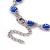 304 Stainless Steel Horse Eye Link Chain Bracelet with Resin Evil Eye Beaded for Women BJEW-F439-01P-02-3